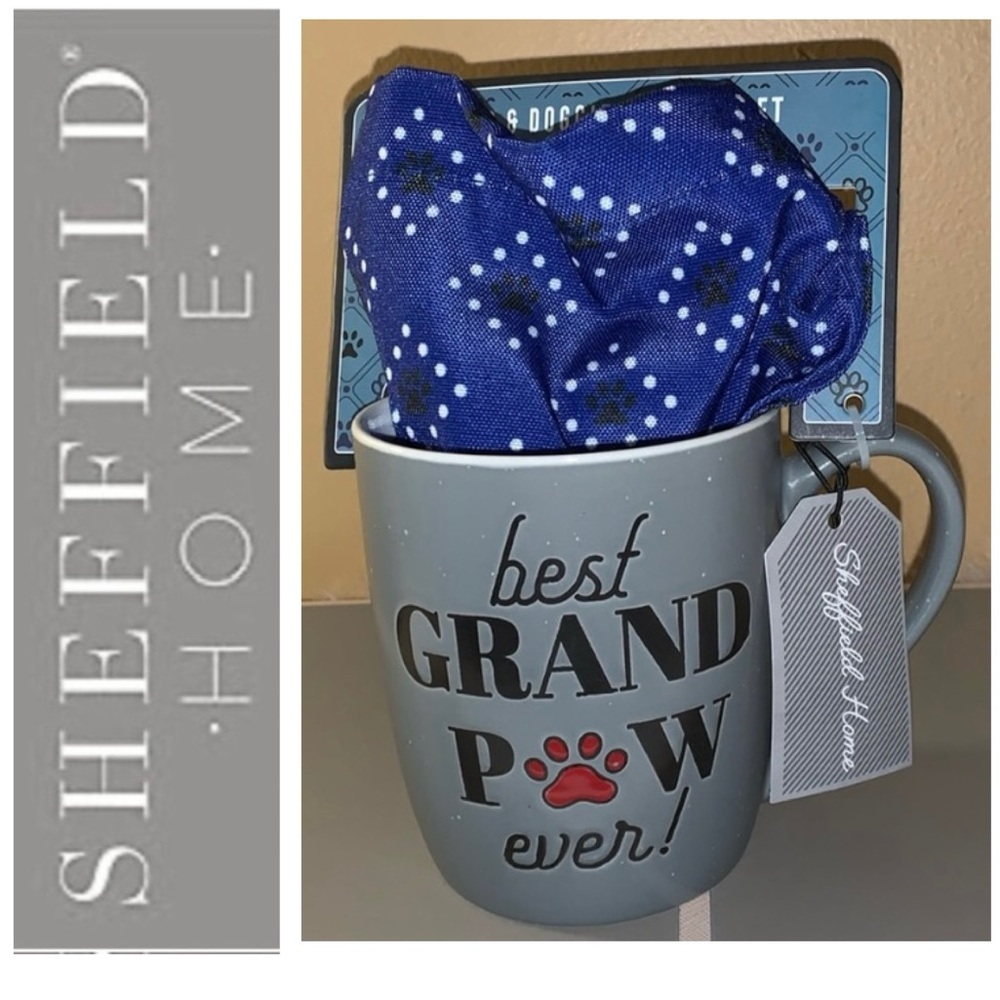 Dog Grandpa: BEST GRAND PAW EVER Mug, Bandana by Sheffield Home NWT